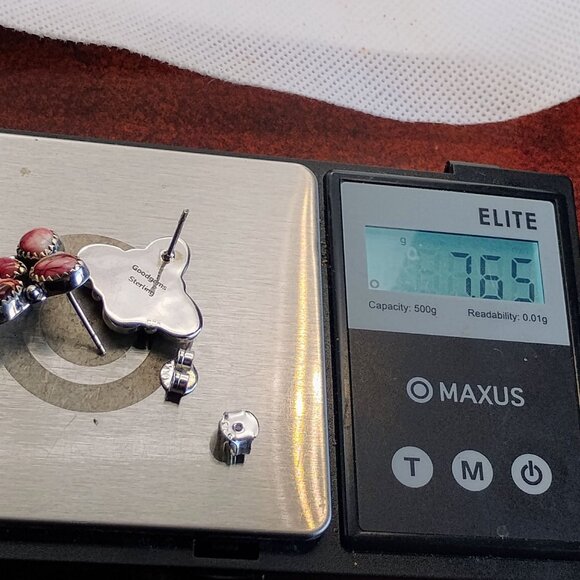 Southwest Rose Dahlia Cluster Sterling Silver Earrings - Picture 6 of 6